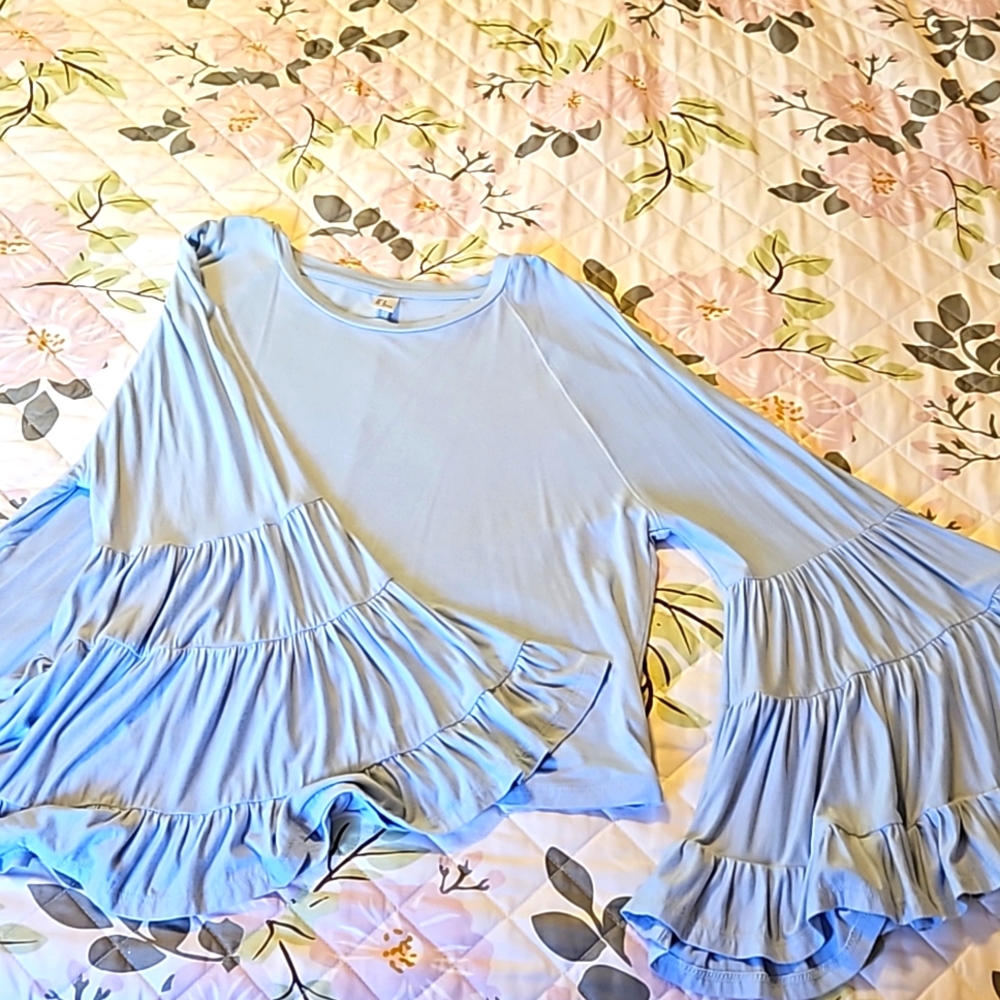 Bell Sleeve Blouse Baby Blue